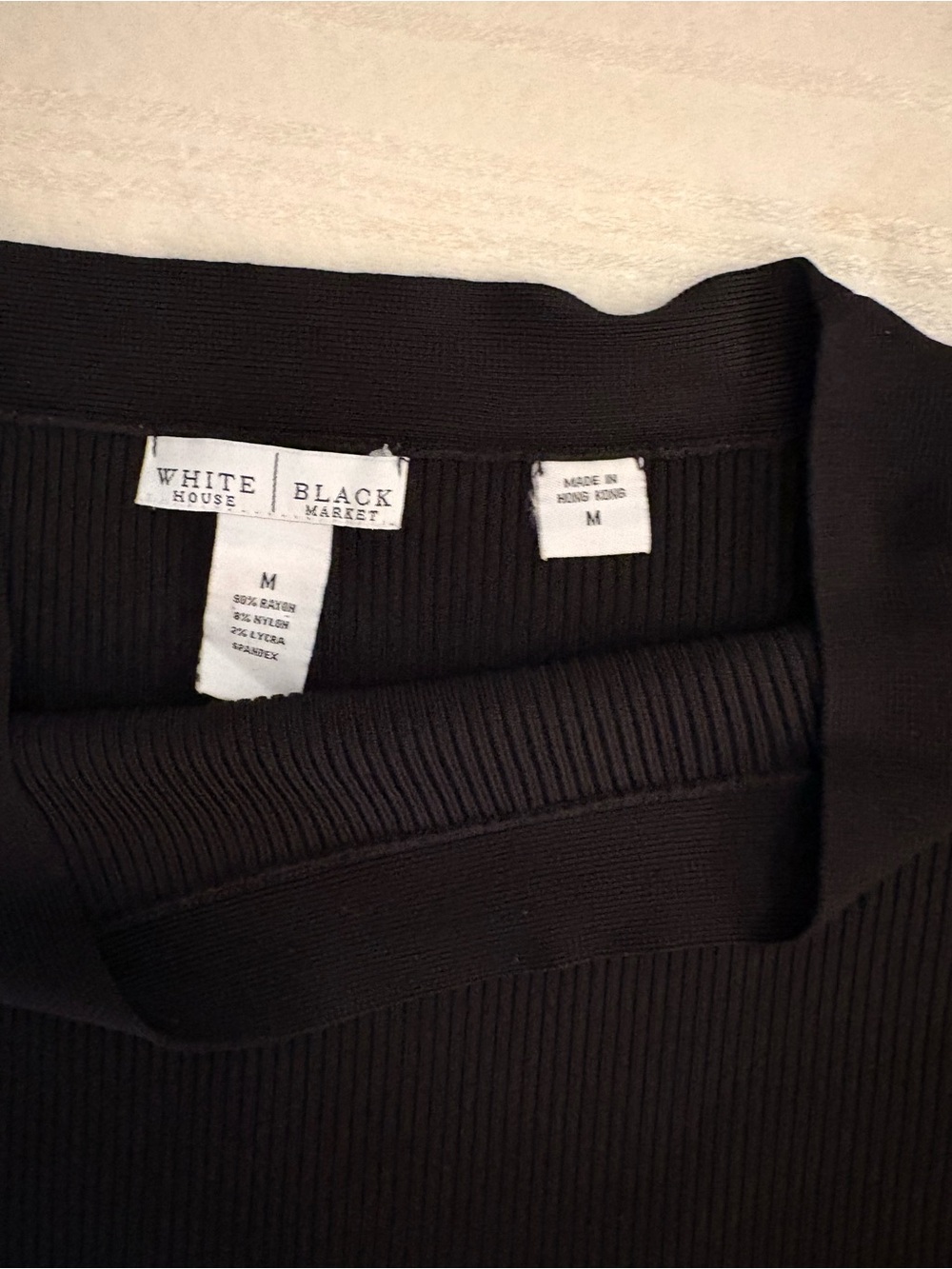 White House Black Market Black Ribbed Knit Crewneck